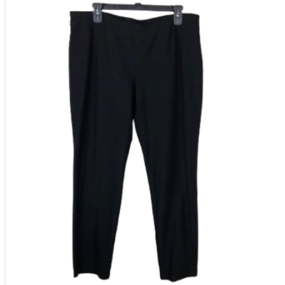 Eileen Fisher Pants Black Viscose Pull On Lightly Textured Size Large - Picture 1 of 13